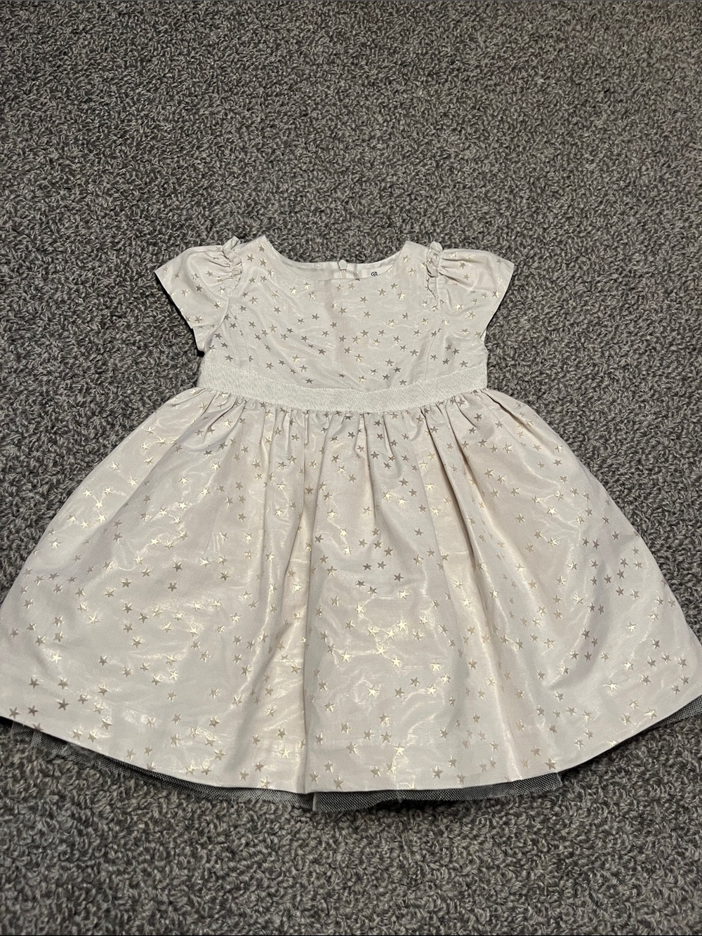 Bonpoint Cream Dress with Gold Star Accents